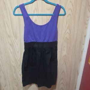Purple and Black Sleeveless Mini Dress